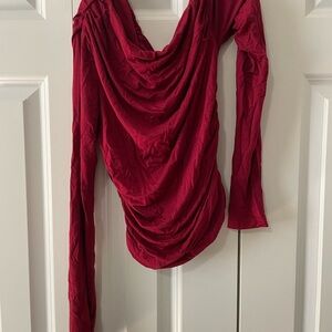 White Fox Boutique Deep Red Draped Bodysuit